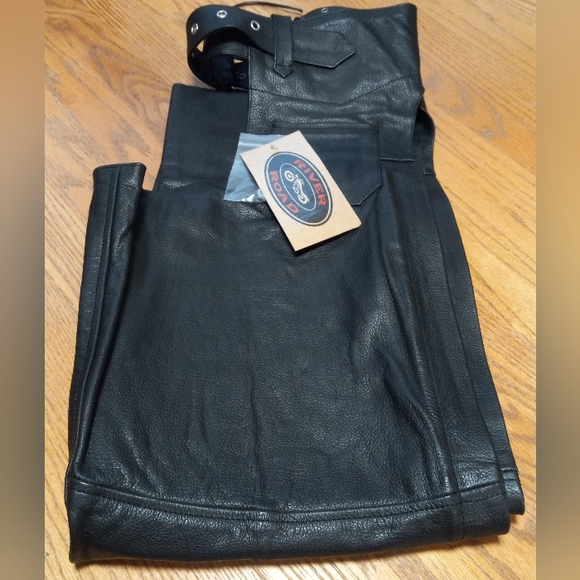 NWT River Road Men's Black Leather Motorcycle Chaps Size XL - Picture 14 of 16